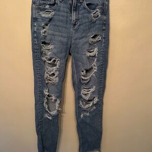 American Eagle Ripped Blue Skinny Jeans